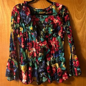 Patterned Frilly Blouse